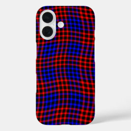 Rot Blau Kariert Gestreift Nahtloses Muster iPhone 16 Hülle