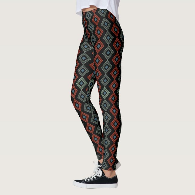 Rot-Blau-kariert-Tartan Capri Leggings (Links)