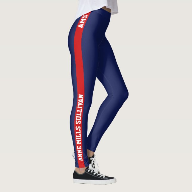 Rot & Blau Legierung mit Namen & Initialen, stilvo Leggings (Rechts)
