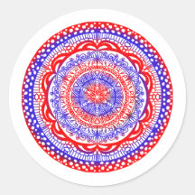 Rot-Blau-Mandala-Aufkleber