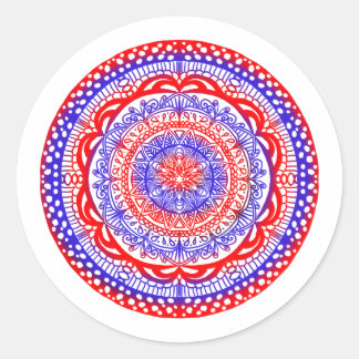 Rot-Blau-Mandala-Aufkleber Runder Aufkleber