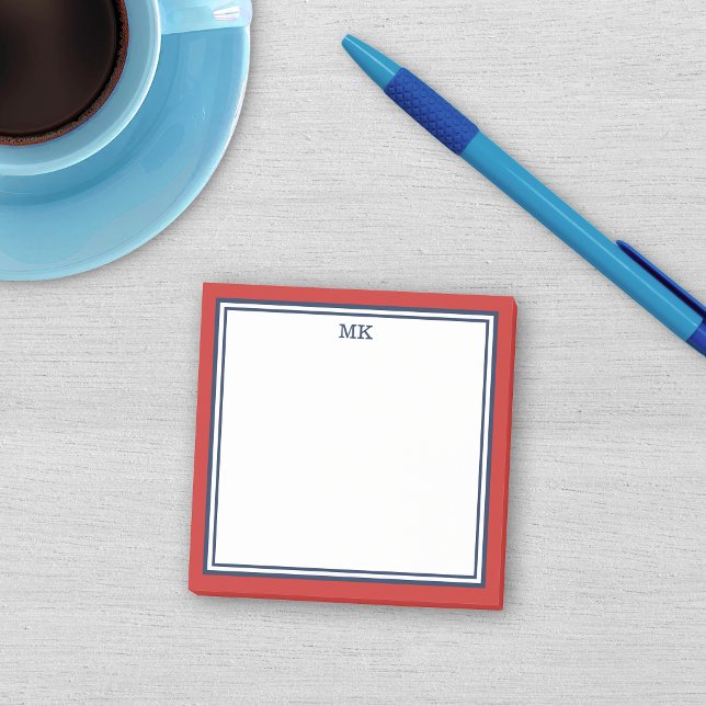 Rot Blau Monogrammiert Post-it Klebezettel (Von Creator hochgeladen)