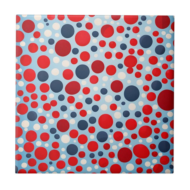 Rot Blau Punkte Muster Fliese (Vorderseite)