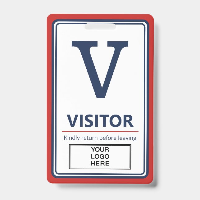 Rot Blau Rand Geschäft Logo Besucher Ausweis (Vorderseite)