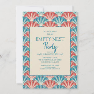Rot Blau Schalen Lüfter Muster Leere Nest Party Einladung