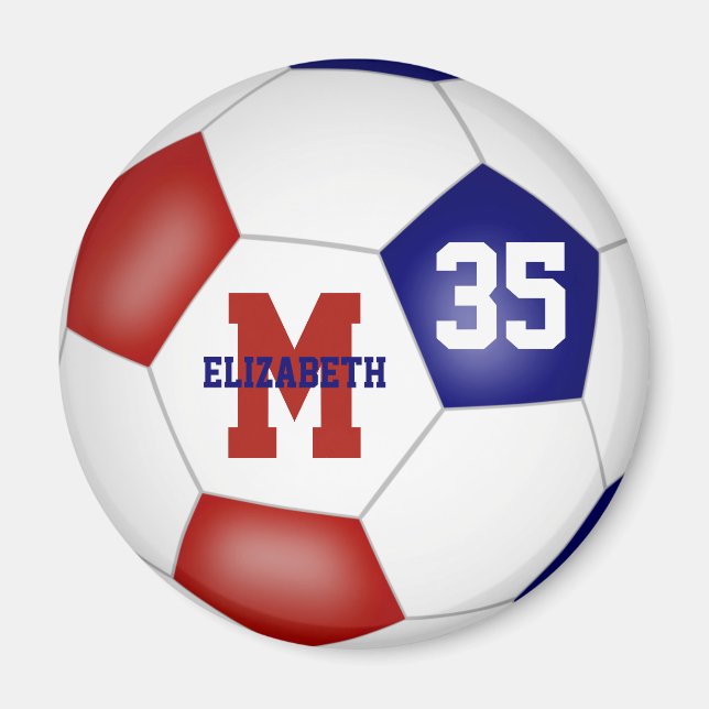 Rot-Blau-Schulfarben Kinder Fußball-Mannschaftsges Magnet (Vorne)