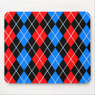 Rot Blau Schwarz Argyle Karo Design  Mousepad
