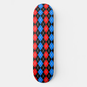 Rot Blau Schwarz Argyle Karo Design Skateboard