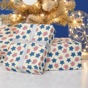 Rot Blau Stern Geschenkverpackungspapier Geschenkpapier