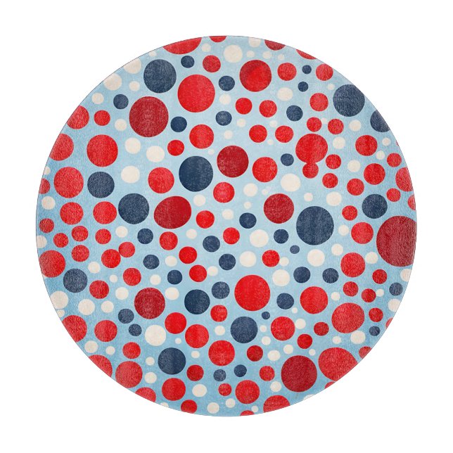 Rot Blau Tupfenmuster Schneidebrett (Vorderseite)