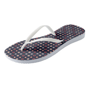 Rot, Blau und Beige Punkte Flip Flops