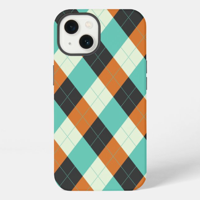 Rot, Blau und Creme Argyle iPhone Hülle (Rückseite)