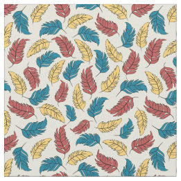 Rot, Blau und Gelb Cartoon Feathers on Cream Stoff