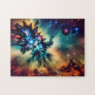 Rot-Blau- und Rot-Universum-Galaxie-Himmel Puzzle
