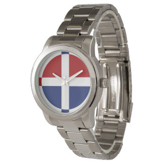 Rot, Blau und Weiß bescheidene Cross Watch Armbanduhr