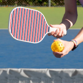 Rot, blau und weiß Streifen Pickleball Schläger