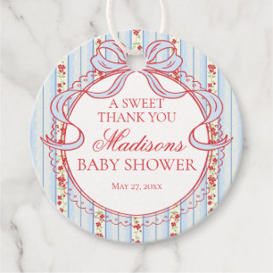 Rot Blau Vintage Fancy Floral Babyparty Kreis Geschenkanhänger