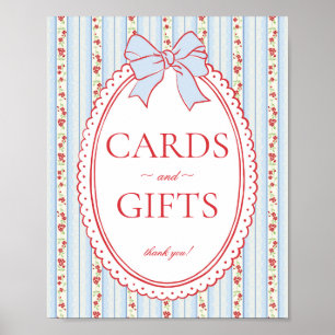 Rot & Blau Vintage Fancy Floral Karte & Geschenke Poster