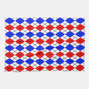 Rot Blau Weiß Argyle Karo Design Geschirrtuch