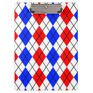 Rot Blau Weiß Argyle Karo Design Klemmbrett