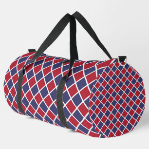 Rot Blau Weiß Harlekin Diamant Schachbrett Groß Duffle Bag