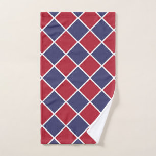 Rot Blau Weiß Harlekin Diamant Schachbrett Muster Handtuch