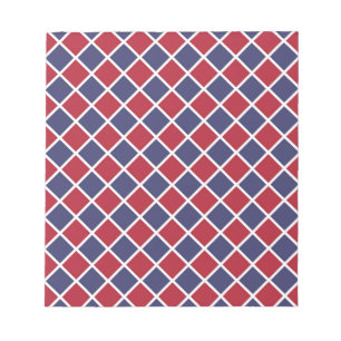 Rot Blau Weiß Harlekin Diamant Schachbrett Muster Notizblock
