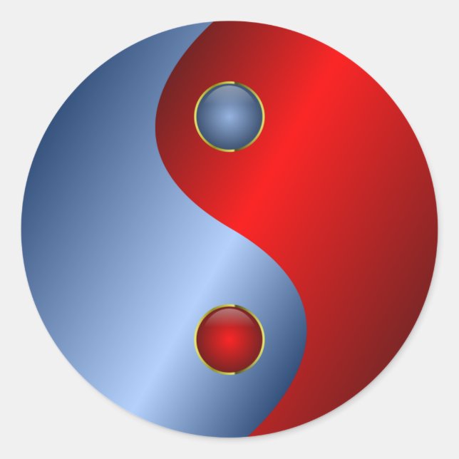 Rot-Blau-Yan-Aufkleber Runder Aufkleber (Vorderseite)
