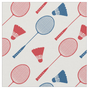 Rot-blaue Badminton-Schläger auf weißem Boden Stoff