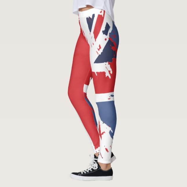 Rot-blaue Gewerkschaft Jack britisch Leggings (Links)