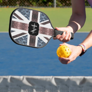 Rot-blaue Glitzern mit der Flagge des Vereinigten  Pickleball Schläger