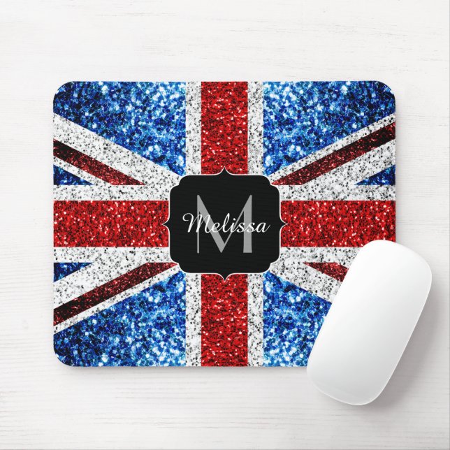 Rot-blaue Glitzern, Monogram Mousepad (Mit Mouse)