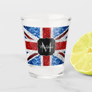 Rot-blaue Glitzern, Monogram Schnapsglas