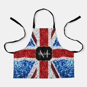 Rot-blaue Glitzern, Monogram Schürze