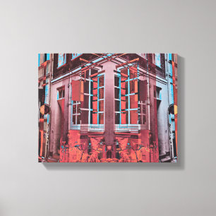 Rot blaue Kopenhagener Fenster reflektieren digita Leinwanddruck