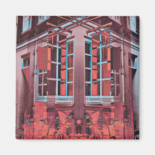Rot blaue Kopenhagener Fenster reflektieren digita Magnet