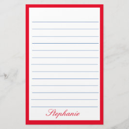 Rot-blaue Linien Rahmen Monogramm-Namen Briefpapier