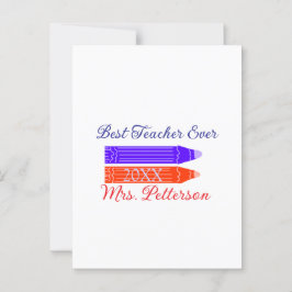 Rot-blaue Stifte, die die beste Lehrerin je geben, Postkarte