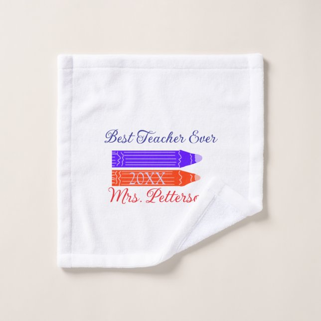 Rot-blaue Stifte, die die beste Lehrerin je geben, Waschlappen (Waschlappen)