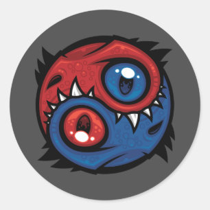 Rot-blaue Yin-Yang-Drachen Runder Aufkleber