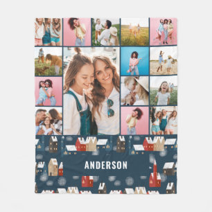 Rot blauer botanischer Minimalpampas 15 Foto Fleecedecke