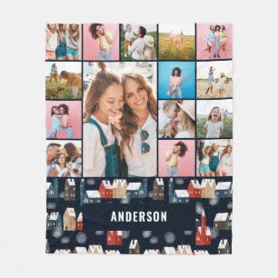 Rot blauer botanischer Minimalpampas 15 Foto Fleecedecke