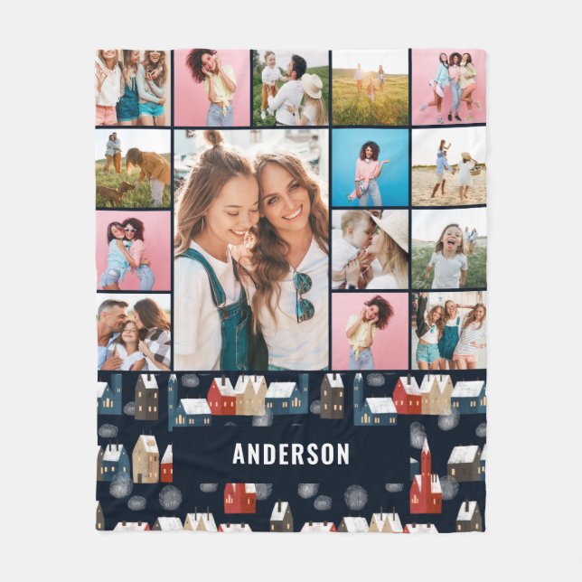 Rot blauer botanischer Minimalpampas 15 Foto Fleecedecke (Vorderseite)