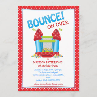 Rot + Blauer Bouncy House Geburtstagsparty Einladu Einladung