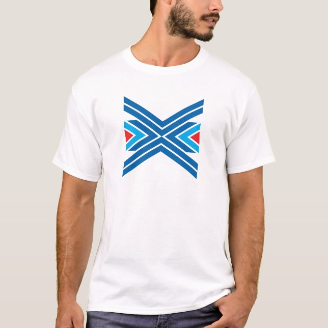 Rot-blaues Buchstaben-X-Monogramm T-Shirt (Vorderseite)