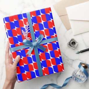 Rot-blaues geometrisches Muster Geschenkpapier