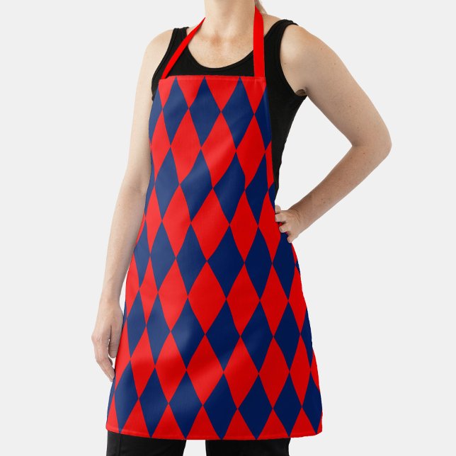 Rot-blaues Harlekin-Karomuster  Schürze (Von Creator hochgeladen)