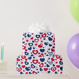 Rot-blaues Herzen-Geschenkpapier Geschenkpapier