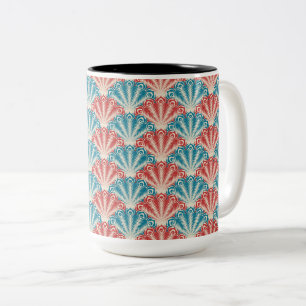 Rot-blaues Pfauenschwanzmuster Zweifarbige Tasse