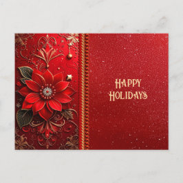 Rot-Blumen-Feiertagskarte Postkarte